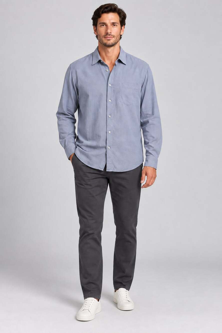 Armani Collezioni Long Sleeve Button Down Shirt Blue
